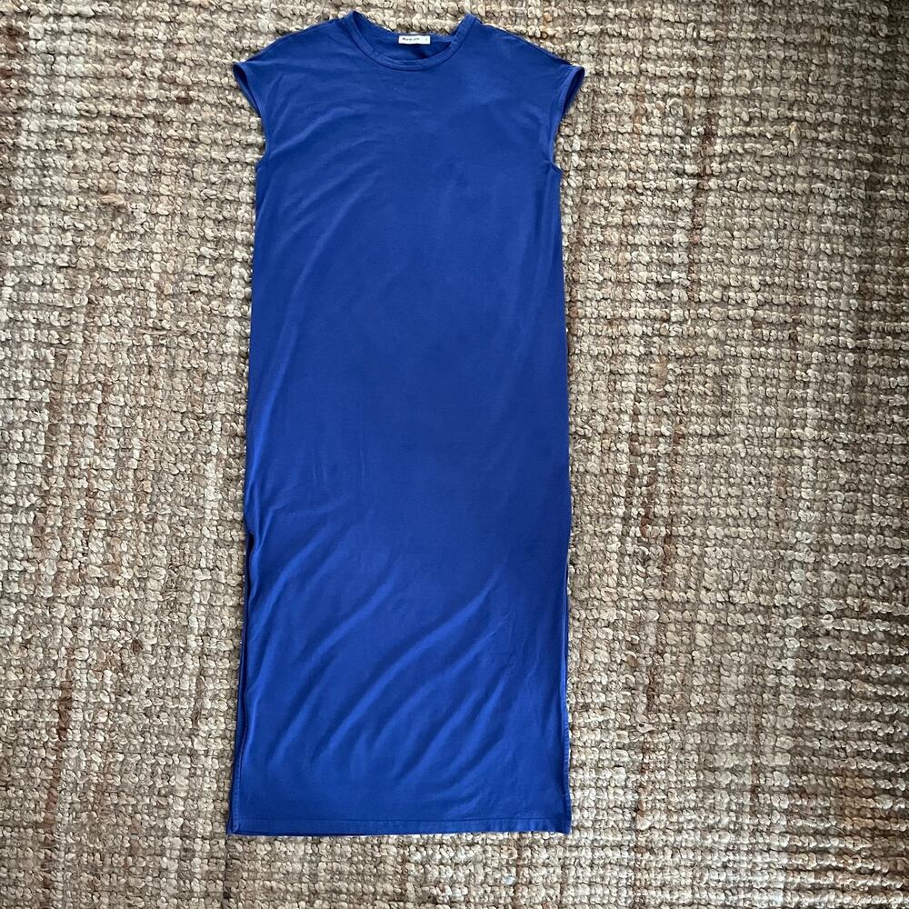 Marine Layer Maxi Dress Blue T Shirt Dress Side Slit Cap Sleeve S Capsule